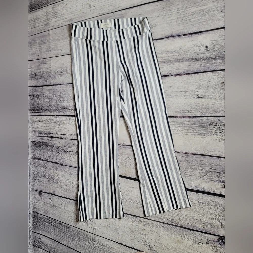 Avenue Montaigne Women's Leo Pant Blue & White Striped Cropped Flare Siz… - Picture 1 of 11